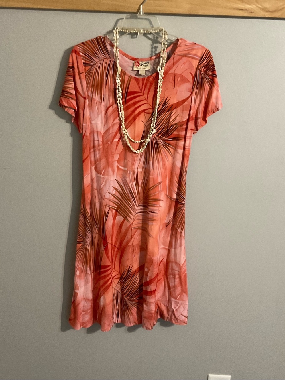 The Hawaiian Original Floral Mini Dress with 2 Shell Necklaces Medium